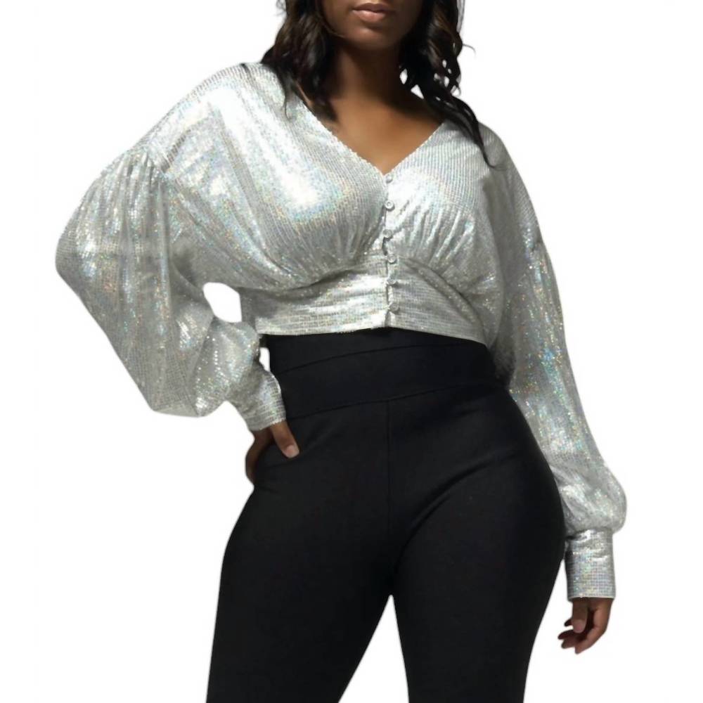 NEW MOCHY sequin top in silver